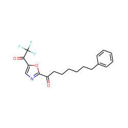 O=C(CCCCCCc1ccccc1)c1ncc(C(=O)C(F)(F)F)o1 ZINC000036079983