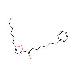 O=C(CCCCCCc1ccccc1)c1ncc(CCCCCBr)o1 ZINC000103239584