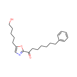 O=C(CCCCCCc1ccccc1)c1ncc(CCCCCO)o1 ZINC000103239580