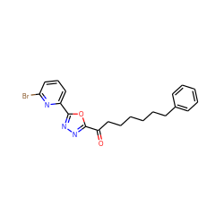 O=C(CCCCCCc1ccccc1)c1nnc(-c2cccc(Br)n2)o1 ZINC000040874782