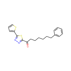 O=C(CCCCCCc1ccccc1)c1nnc(-c2cccs2)s1 ZINC000040828825