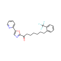 O=C(CCCCCCc1ccccc1C(F)(F)F)c1ncc(-c2ccccn2)o1 ZINC000014979870