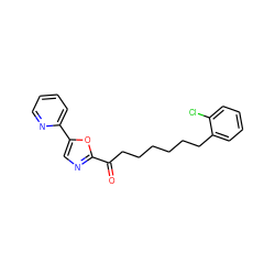 O=C(CCCCCCc1ccccc1Cl)c1ncc(-c2ccccn2)o1 ZINC000014979894