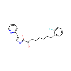 O=C(CCCCCCc1ccccc1F)c1ncc(-c2ccccn2)o1 ZINC000014979849