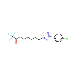 O=C(CCCCCCc1nc(-c2ccc(Cl)cc2)no1)C(F)(F)F ZINC000141515387