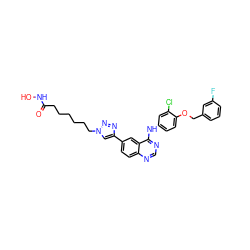 O=C(CCCCCCn1cc(-c2ccc3ncnc(Nc4ccc(OCc5cccc(F)c5)c(Cl)c4)c3c2)nn1)NO ZINC001772618804