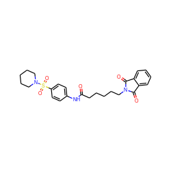 O=C(CCCCCN1C(=O)c2ccccc2C1=O)Nc1ccc(S(=O)(=O)N2CCCCC2)cc1 ZINC000002680348