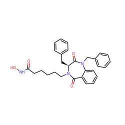 O=C(CCCCCN1C(=O)c2ccccc2N(Cc2ccccc2)C(=O)[C@@H]1Cc1ccccc1)NO ZINC000028824356