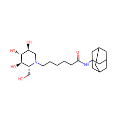 O=C(CCCCCN1C[C@H](O)[C@@H](O)[C@H](O)[C@H]1CO)NC12CC3CC(CC(C3)C1)C2 ZINC000095556650