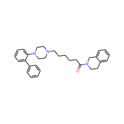 O=C(CCCCCN1CCN(c2ccccc2-c2ccccc2)CC1)N1CCc2ccccc2C1 ZINC000045505755