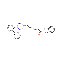 O=C(CCCCCN1CCN(c2ccccc2-c2ccccc2)CC1)N1Cc2ccccc2C1 ZINC000040953856