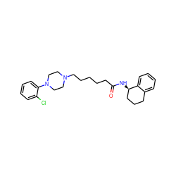 O=C(CCCCCN1CCN(c2ccccc2Cl)CC1)N[C@@H]1CCCc2ccccc21 ZINC000013586571