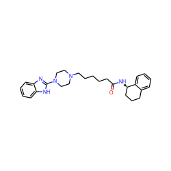 O=C(CCCCCN1CCN(c2nc3ccccc3[nH]2)CC1)N[C@@H]1CCCc2ccccc21 ZINC000013586539