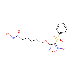 O=C(CCCCCOc1no[n+]([O-])c1S(=O)(=O)c1ccccc1)NO ZINC000299850100