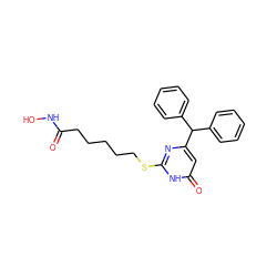 O=C(CCCCCSc1nc(C(c2ccccc2)c2ccccc2)cc(=O)[nH]1)NO ZINC000035050410