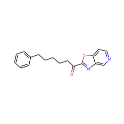 O=C(CCCCCc1ccccc1)c1nc2cnccc2o1 ZINC000653773264