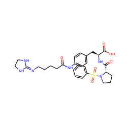 O=C(CCCCN=C1NCCN1)Nc1ccc(C[C@H](NC(=O)[C@@H]2CCCN2S(=O)(=O)c2ccccc2)C(=O)O)cc1 ZINC001772628185