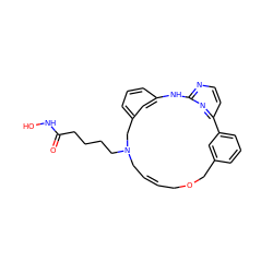 O=C(CCCCN1C/C=C/COCc2cccc(c2)-c2ccnc(n2)Nc2cccc(c2)C1)NO ZINC000217591064