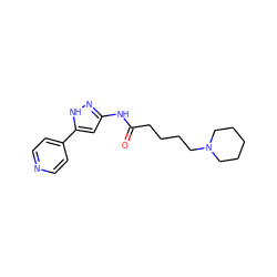 O=C(CCCCN1CCCCC1)Nc1cc(-c2ccncc2)[nH]n1 ZINC000084740612