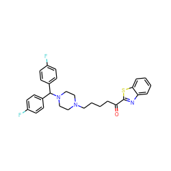 O=C(CCCCN1CCN(C(c2ccc(F)cc2)c2ccc(F)cc2)CC1)c1nc2ccccc2s1 ZINC000653909252