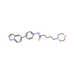 O=C(CCCCN1CCOCC1)Nc1ccc(-c2ccc3[nH]ccc3c2)cc1 ZINC000299866279