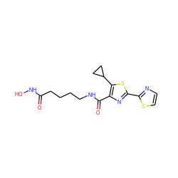 O=C(CCCCNC(=O)c1nc(-c2nccs2)sc1C1CC1)NO ZINC000147367160