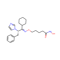 O=C(CCCCO/N=C(\C1CCCCC1)[C@H](Cc1ccccc1)n1ccnc1)NO ZINC000003931772