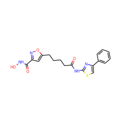 O=C(CCCCc1cc(C(=O)NO)no1)Nc1nc(-c2ccccc2)cs1 ZINC000040896577