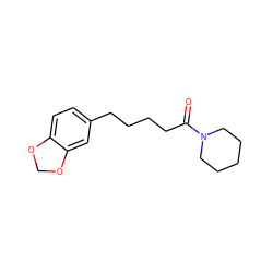 O=C(CCCCc1ccc2c(c1)OCO2)N1CCCCC1 ZINC000014658321