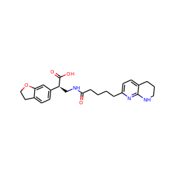 O=C(CCCCc1ccc2c(n1)NCCC2)NC[C@H](C(=O)O)c1ccc2c(c1)OCC2 ZINC000013860630