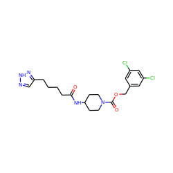 O=C(CCCCc1cn[nH]n1)NC1CCN(C(=O)OCc2cc(Cl)cc(Cl)c2)CC1 ZINC000209589662