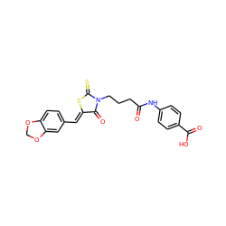 O=C(CCCN1C(=O)/C(=C/c2ccc3c(c2)OCO3)SC1=S)Nc1ccc(C(=O)O)cc1 ZINC000002953574