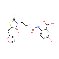 O=C(CCCN1C(=O)/C(=C\c2ccco2)SC1=S)Nc1ccc(O)cc1C(=O)O ZINC000009429761