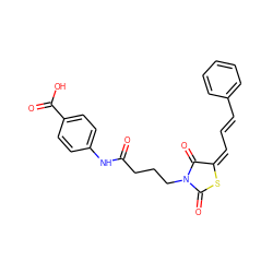 O=C(CCCN1C(=O)S/C(=C/C=C/c2ccccc2)C1=O)Nc1ccc(C(=O)O)cc1 ZINC000001185554