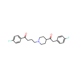 O=C(CCCN1CCC(C(=O)Cc2ccc(F)cc2)CC1)c1ccc(F)cc1 ZINC000013730010