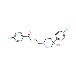 O=C(CCCN1CCC(O)(c2ccc(Cl)cc2)CC1)c1ccc(F)cc1 ZINC000000537822