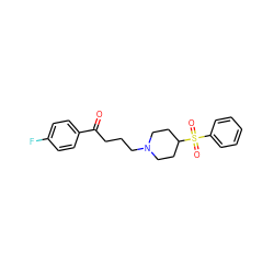 O=C(CCCN1CCC(S(=O)(=O)c2ccccc2)CC1)c1ccc(F)cc1 ZINC000013472092