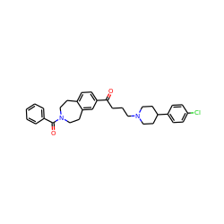 O=C(CCCN1CCC(c2ccc(Cl)cc2)CC1)c1ccc2c(c1)CCN(C(=O)c1ccccc1)CC2 ZINC000073196258