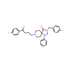 O=C(CCCN1CCC2(CC1)C(=O)N(Cc1ccc(F)cc1)CN2c1ccccc1)c1ccc(F)cc1 ZINC000013448530