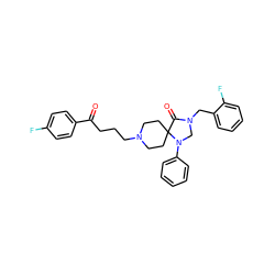 O=C(CCCN1CCC2(CC1)C(=O)N(Cc1ccccc1F)CN2c1ccccc1)c1ccc(F)cc1 ZINC000013448527