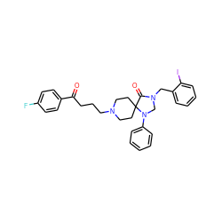 O=C(CCCN1CCC2(CC1)C(=O)N(Cc1ccccc1I)CN2c1ccccc1)c1ccc(F)cc1 ZINC000027429368