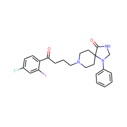 O=C(CCCN1CCC2(CC1)C(=O)NCN2c1ccccc1)c1ccc(F)cc1I ZINC000002559957