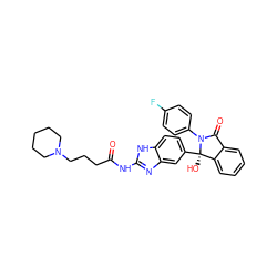 O=C(CCCN1CCCCC1)Nc1nc2cc([C@]3(O)c4ccccc4C(=O)N3c3ccc(F)cc3)ccc2[nH]1 ZINC000116257346