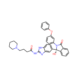 O=C(CCCN1CCCCC1)Nc1nc2cc([C@]3(O)c4ccccc4C(=O)N3c3cccc(Oc4ccccc4)c3)ccc2[nH]1 ZINC000116257275