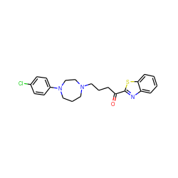 O=C(CCCN1CCCN(c2ccc(Cl)cc2)CC1)c1nc2ccccc2s1 ZINC000082151621