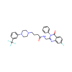 O=C(CCCN1CCN(c2cccc(C(F)(F)F)c2)CC1)NCc1nc2cc(F)ccc2c(=O)n1-c1ccccc1 ZINC000029123304