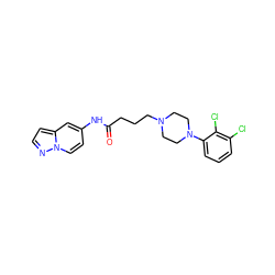 O=C(CCCN1CCN(c2cccc(Cl)c2Cl)CC1)Nc1ccn2nccc2c1 ZINC001772582121