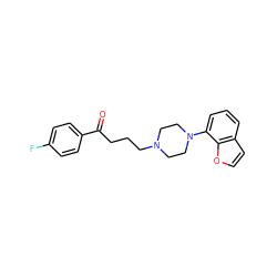 O=C(CCCN1CCN(c2cccc3ccoc23)CC1)c1ccc(F)cc1 ZINC000013738312