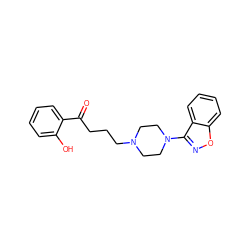 O=C(CCCN1CCN(c2noc3ccccc23)CC1)c1ccccc1O ZINC000013493255