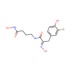 O=C(CCCNC(=O)/C(Cc1ccc(O)c(Br)c1)=N/O)NO ZINC000044091413